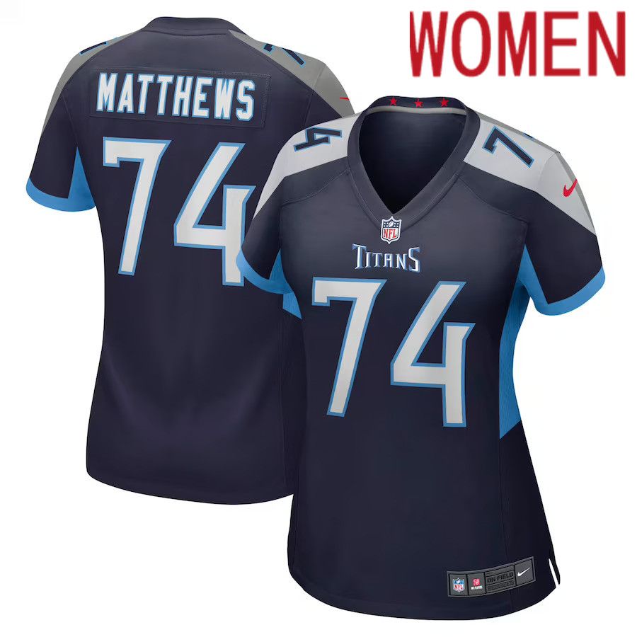 Women Tennessee Titans #74 Bruce Matthews Nike Navy Retired Player NFL Jersey->->Women Jersey